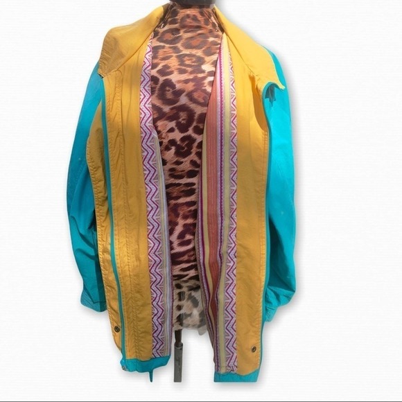 Southwestern Full Zip Track Jacket Lined Windbreaker Teal & Yellow SZ XL - Picture 1 of 8